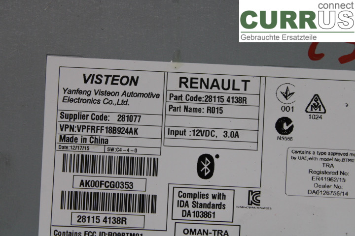 RENAULT MEGANE IV  16-23 Radio-CD-/Multimedia-Panel  1.5DCiK9K-657
