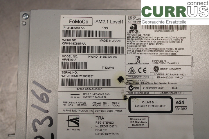 VOLVO V40  12-19 Radio CD / Multimedia panel  1.6/D4162T