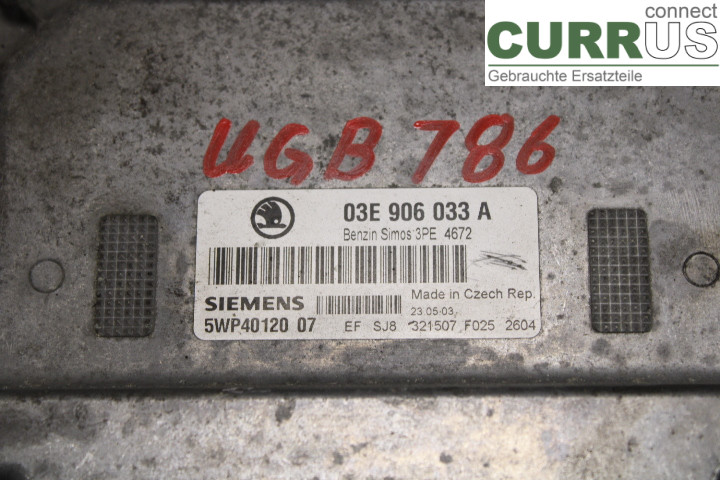 SKODA FABIA    99-07 Engine Control Unit (ECU)  1.2i/AZQ