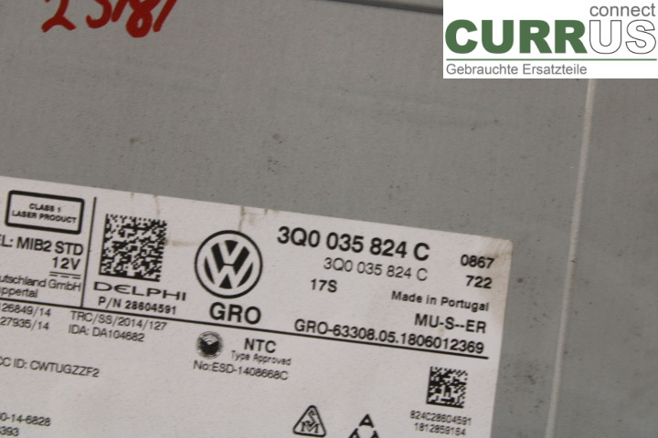 VW CRAFTER II/E-CRAFTER 17- Radio CD / Multimedia panel 3Q0035824C 2.0TDi/DAUA