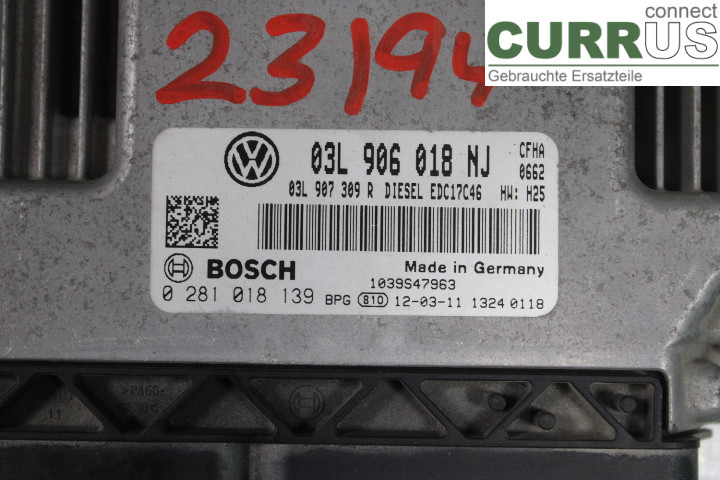 VW CADDY  11-15 Engine Control Unit (ECU)  2.0TDi/CFHF