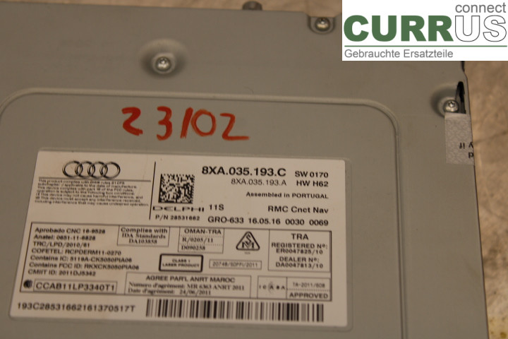 AUDI A1/S1  11-18 Radio-CD-/Multimedia-Panel 8XA035193C 1.0TFSi/CHZB