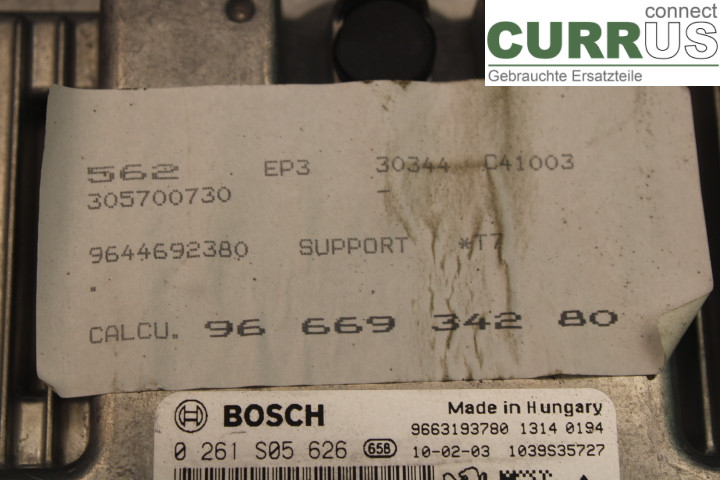 PEUGEOT 308 08-13 Engine Control Unit (ECU) 0261S05626 1.4/8FS