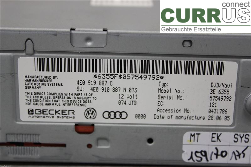 AUDI A6/S6     05-11 Gearkasse 7-trins 4E0910887NX 3,2