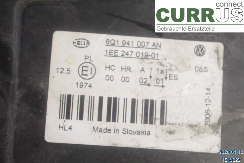VW POLO       05-09 Manuel gearkasse 4-trins 6Q1941007AR 1,4