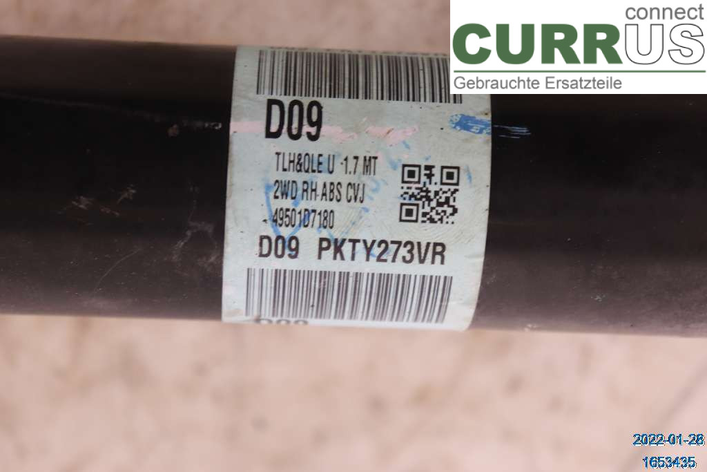 KIA SPORTAGE (QL) 16- Pièces de transmission 49501D7180 1,7 CRDI D4FD-L