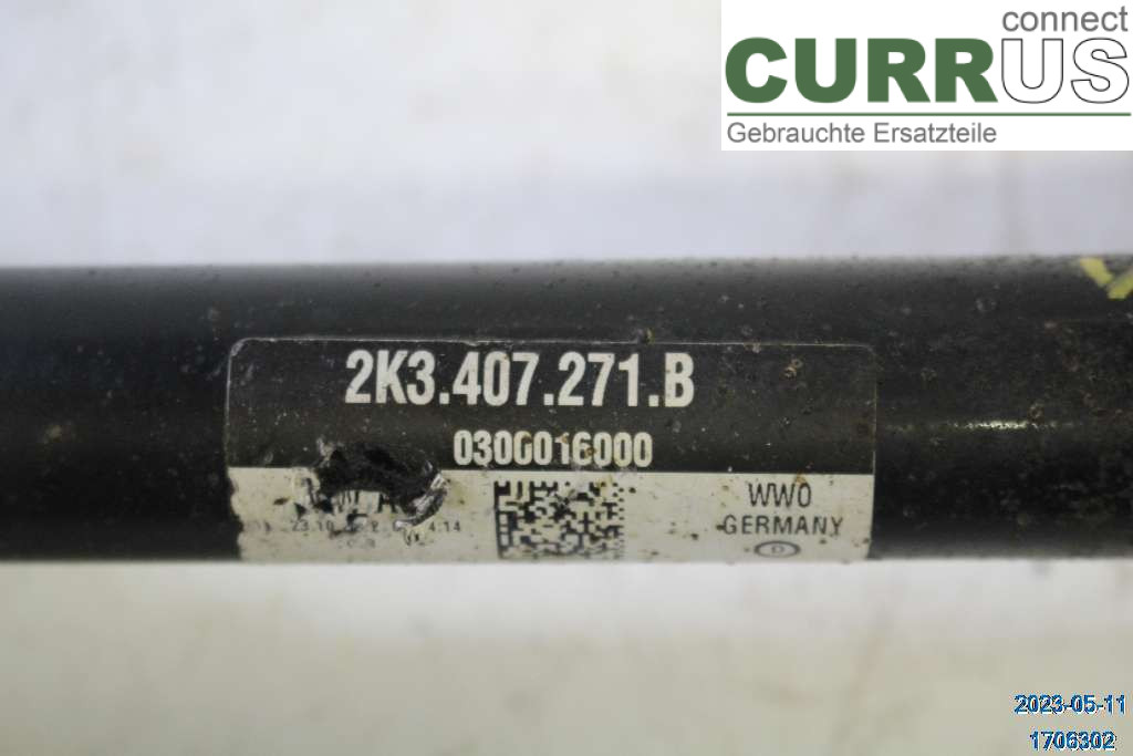 VW CADDY  11-15 Front axle assembly (4WD) 2K3407271B 1.6