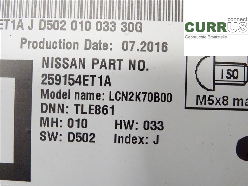 NISSAN QASHQAI  14-17 7-speed gearbox 259154ET1A K9K