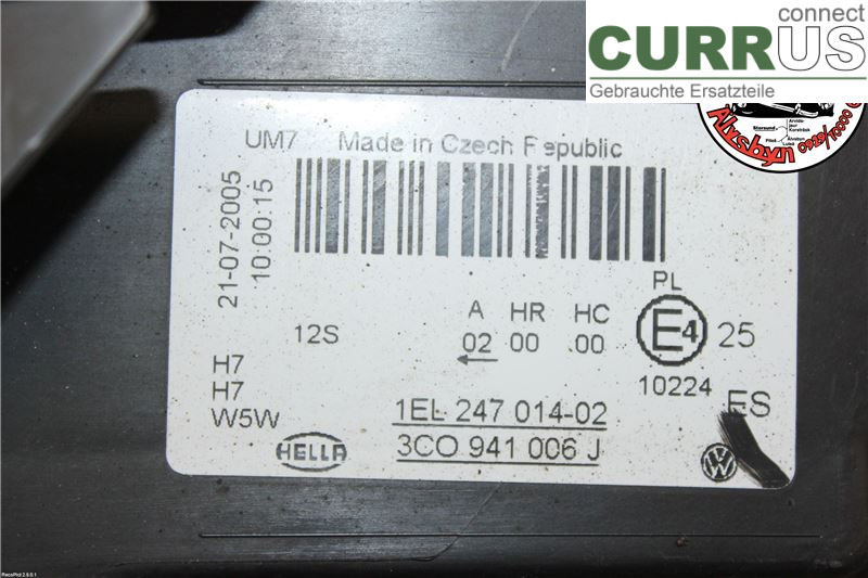 VW PASSAT      05-10 Manuelles 5-Gang-Getriebe 3C0941006J 2.0 TDI 140HK