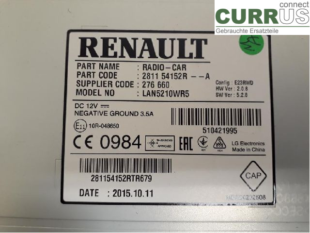 RENAULT CLIO IV   12-16 Gearkasse 7-trins 281153090R H4B-408