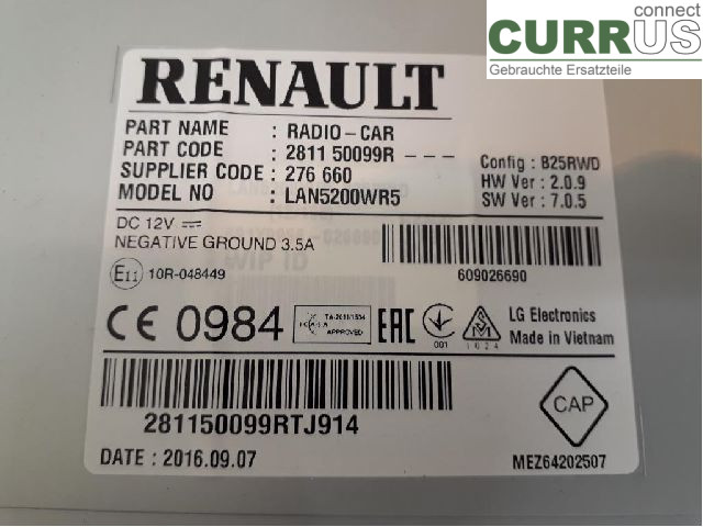 RENAULT CAPTUR 13-19 Gearkasse 7-trins 281154878R H5F-412