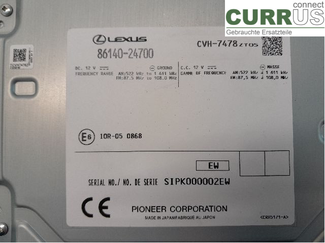 LEXUS RC 15- 7-speed gearbox 86140-24700 2AR-FSE