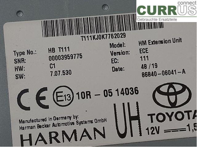 TOYOTA CAMRY 19-24 7-speed gearbox 86840-06041 A25A-FXS