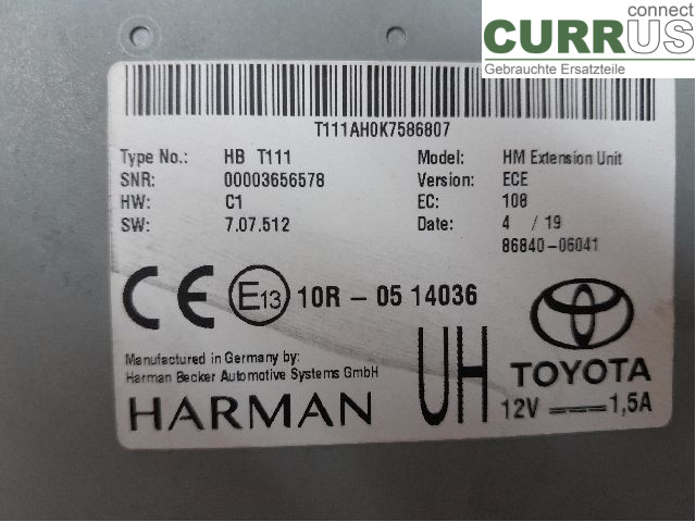 TOYOTA COROLLA 19- Boîte 7 vitesses 86840-06041 2ZR-FXE
