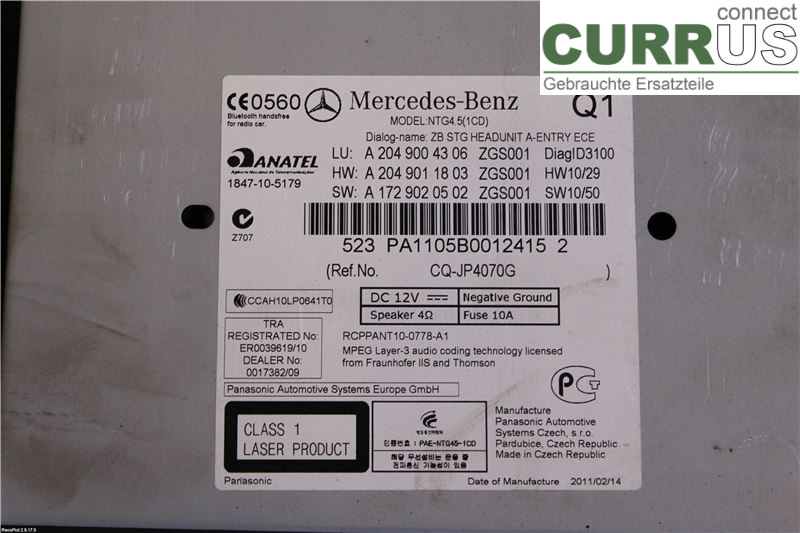 MB C (204)   07-15 7-speed gearbox A2049009214 OM651.911