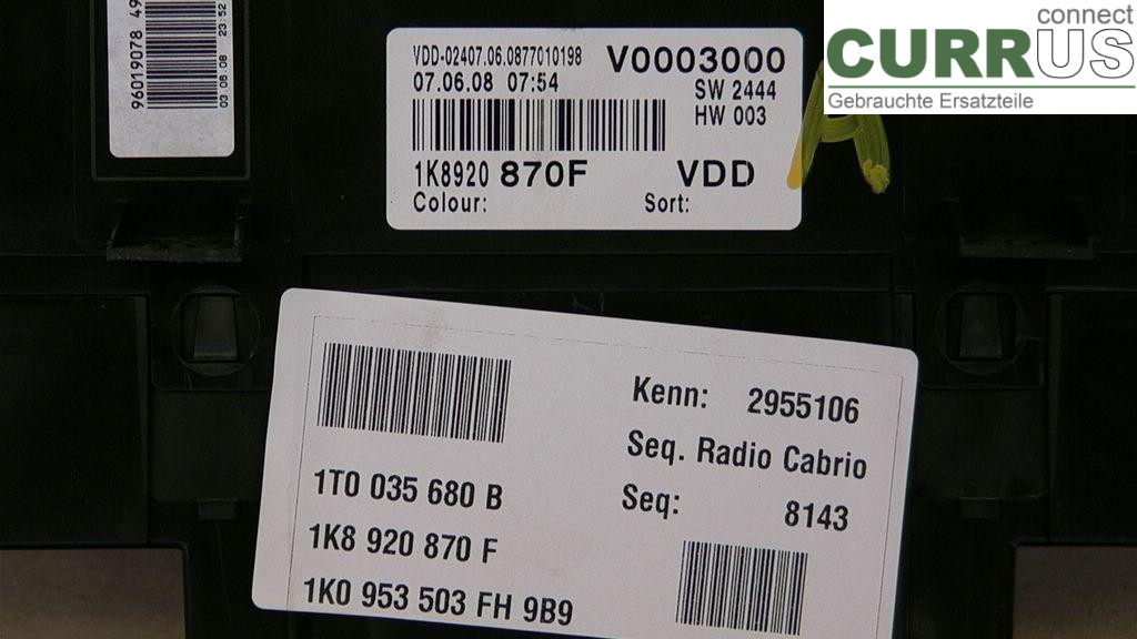  Bloc instruments / combiné 1K8920870F 2.0TSI