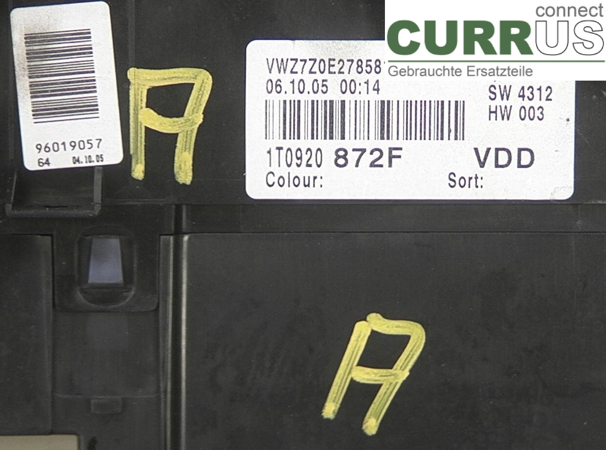  Instrument cluster / comb 1T0920872F 2.0TDI