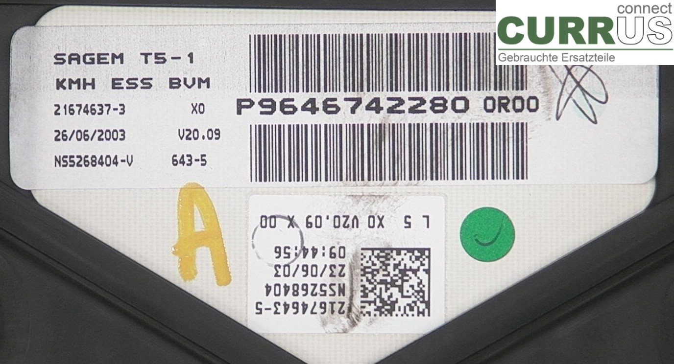  Instrument cluster / comb P9646742280 0R00 610543 2.0EDC4