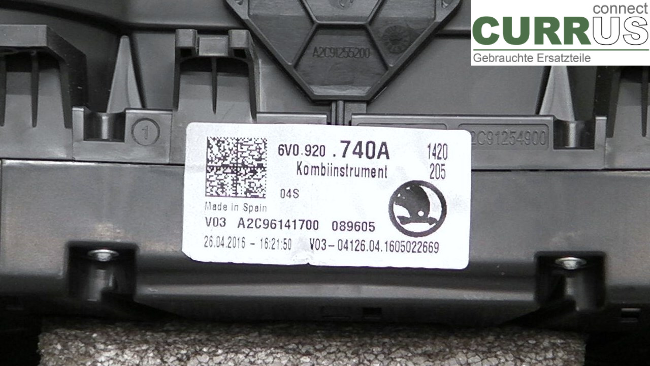  Instrumentenkombination 6V0920740A 1.2TEK4