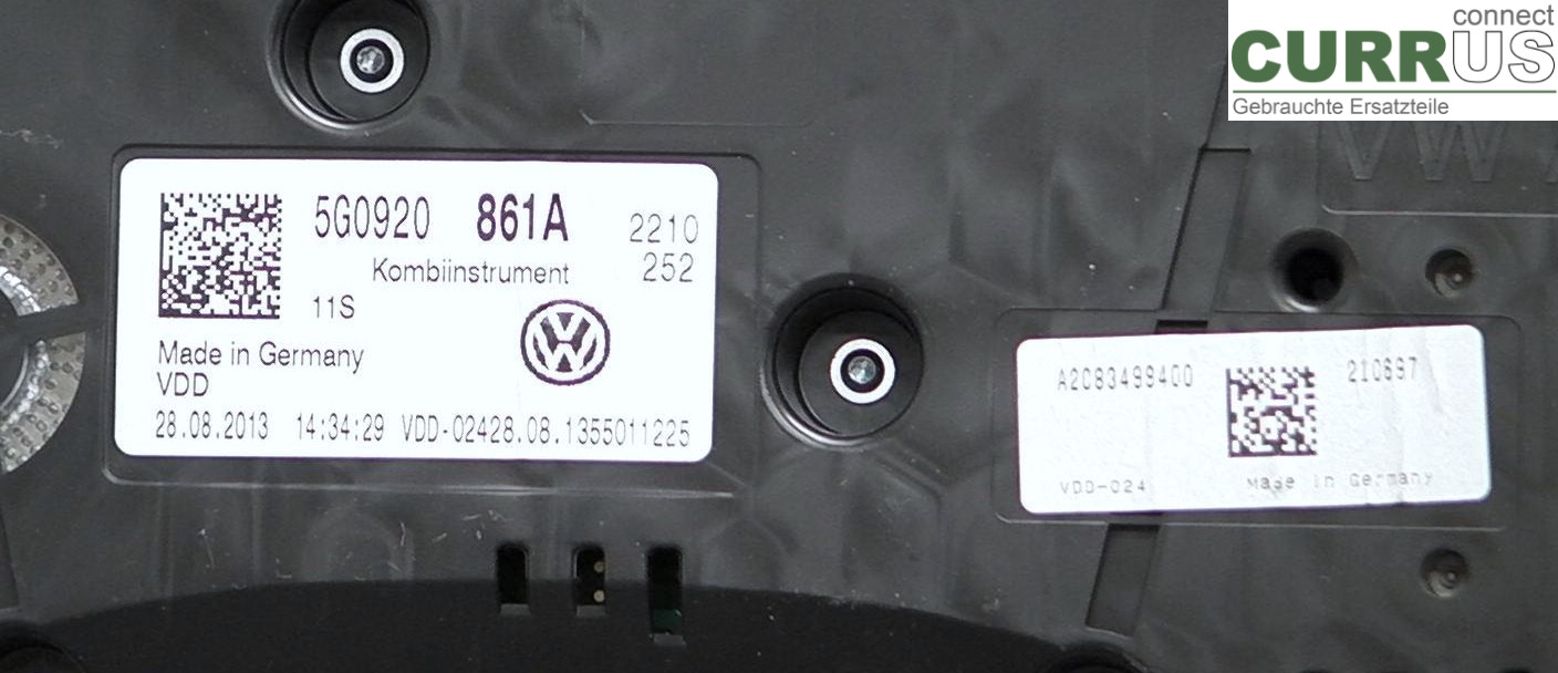  Instrument cluster / comb 5G0920861A 2.0TDI