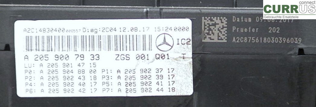  Instrument cluster / comb A2059007933 2.2CDI