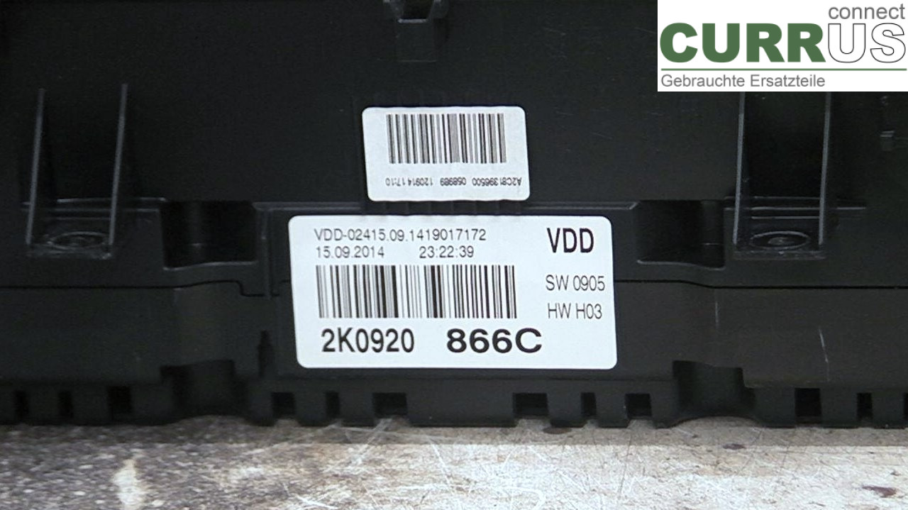  Bloc instruments / combiné 2K0920866C 1.6TDI