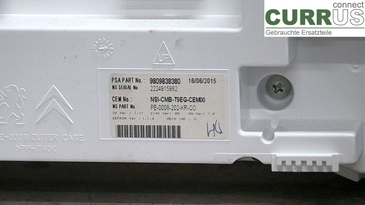  Bloc instruments / combiné 9809838380  1.6HDI