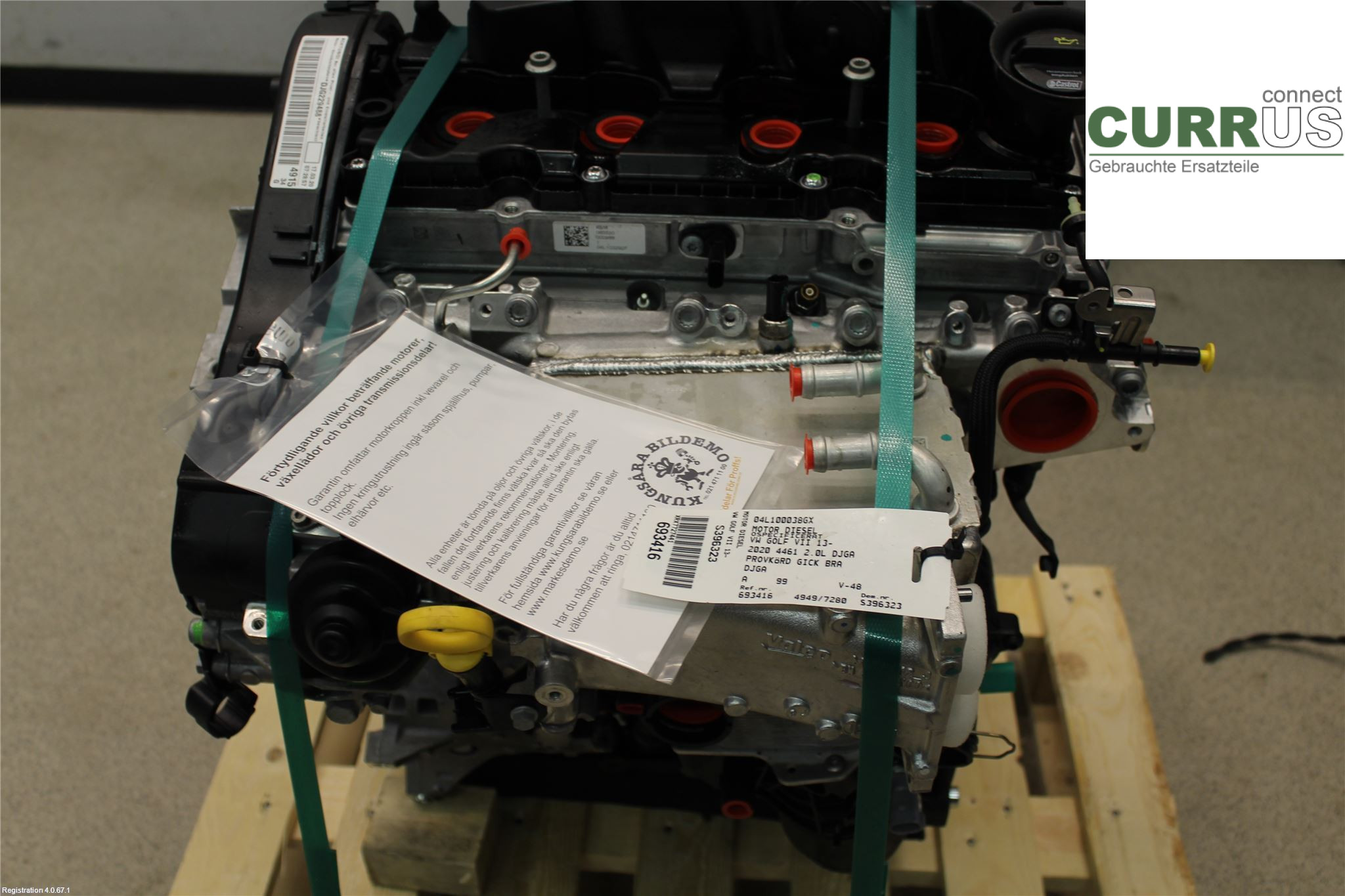 VW GOLF / E-GOLF VII   13-20 Engine 04L100038GX 2.0L DJGA