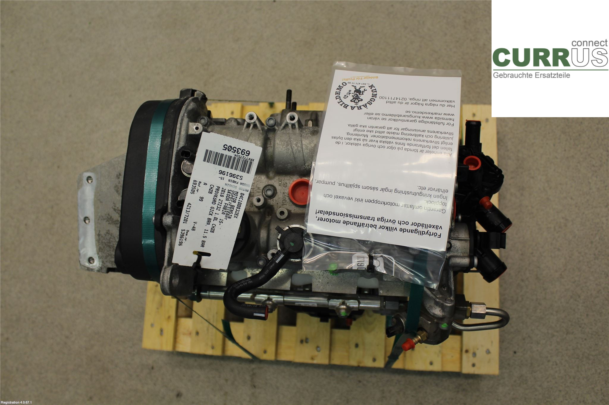 SKODA FABIA  15- Engine 04C100032EX 1.0L CHZB