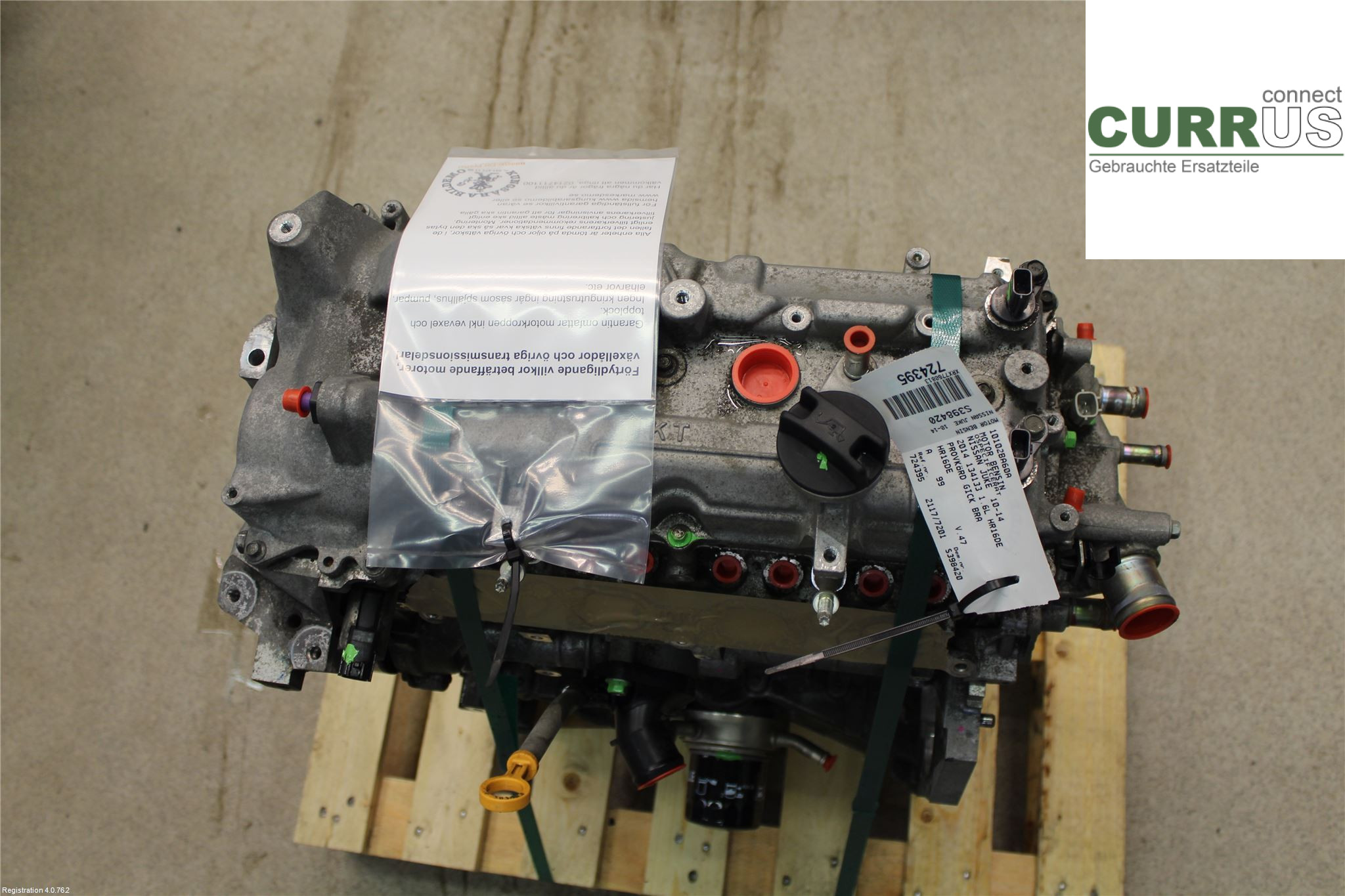 NISSAN JUKE  10-14 Motor 10102BA60A 1.6L HR16DE