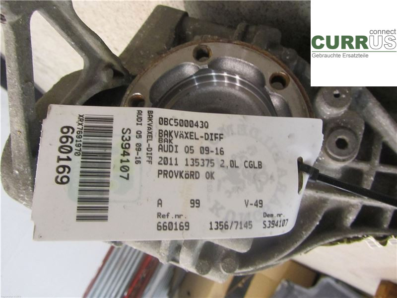 AUDI Q5     09-16 Differential 0BC500043Q 2,0L CGLB
