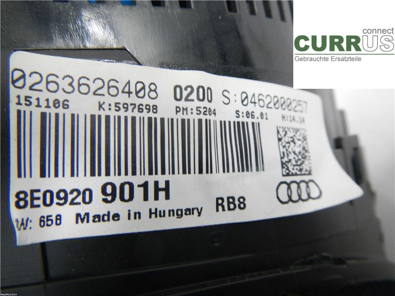 AUDI A4/S4  05-07 Instrumentpanel / kombiinstrument 8E0920901HX 2,0TDI BRD