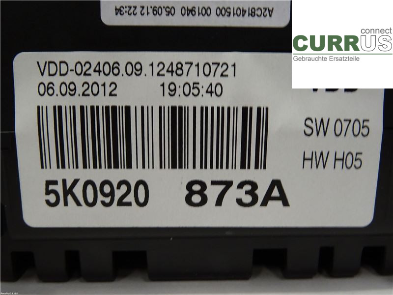 VW GOLF VI     09-13 Instrumentkam 5K0920873AX 1,6TDI CAYC