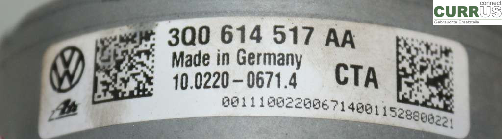 VW GOLF / E-GOLF VII   13-20 ABS hydraulisk enhed 3Q0614517AA 1.2T R4 110HK