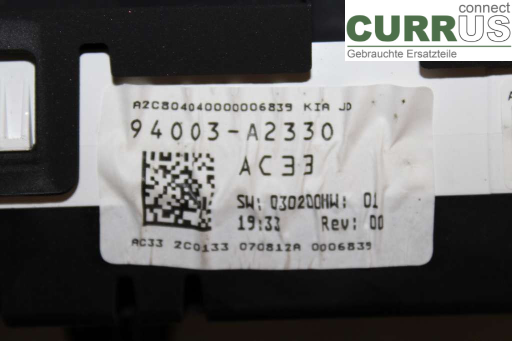 KIA CEED  12-18 Bloc instruments / combiné 94003-A2330 1.6CRDI 128HK