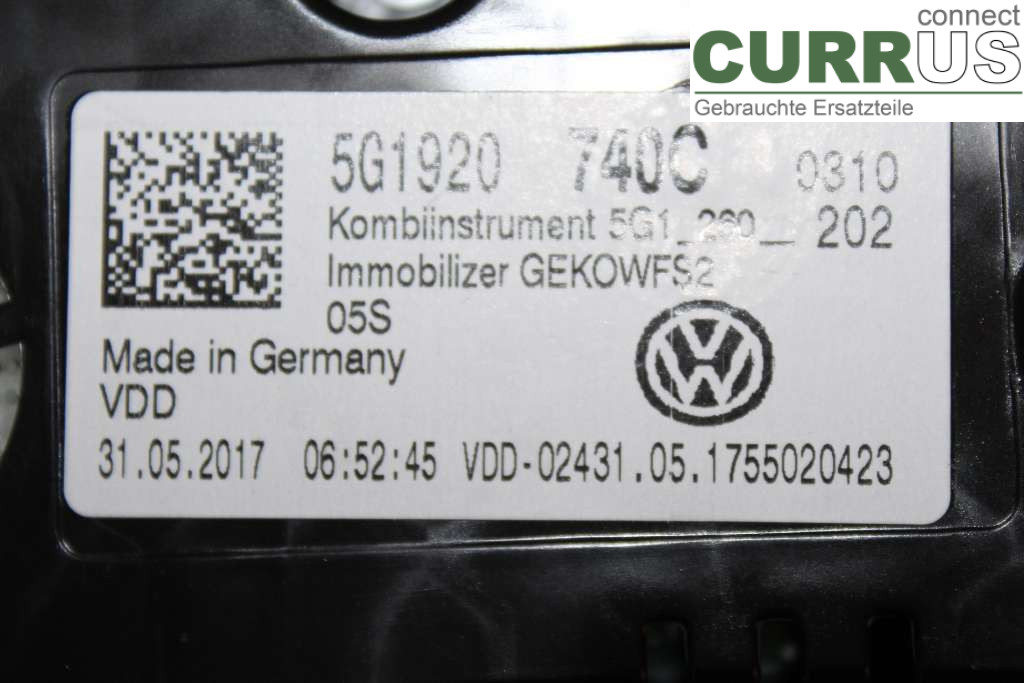 VW GOLF / E-GOLF VII   13-20 Instrument cluster / comb 5G1920740C 1,0 TSI