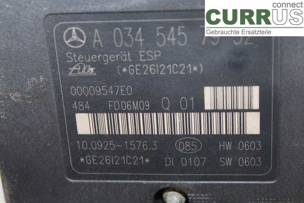MB C (203)       00-07 ABS Hydraulic unit A0044316212 180 Kompressor