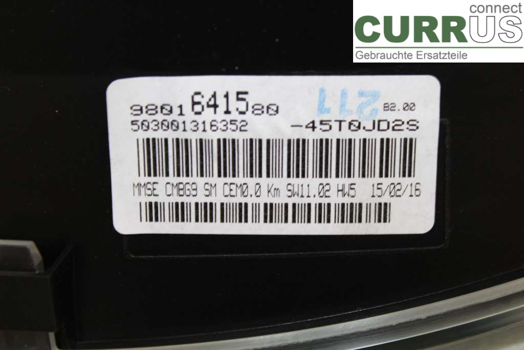 PEUGEOT PARTNER 16-18 Instrument cluster / comb 9801641580 1.6HDI 99HK