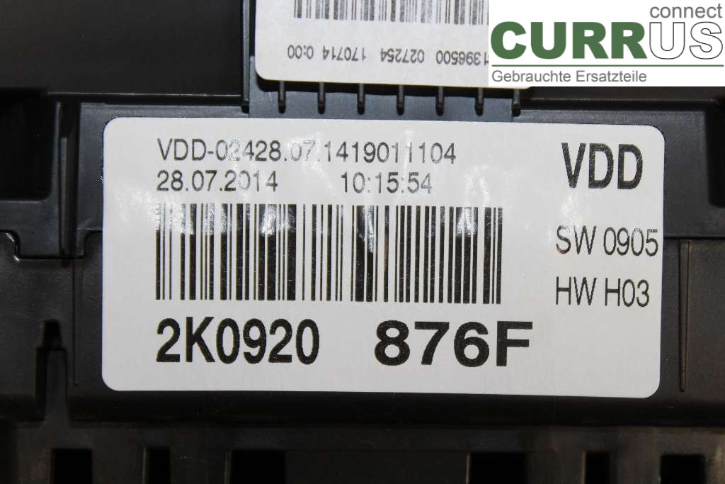 VW CADDY  11-15 Instrument cluster / comb 2K0920876F 2.0TDI 110HK