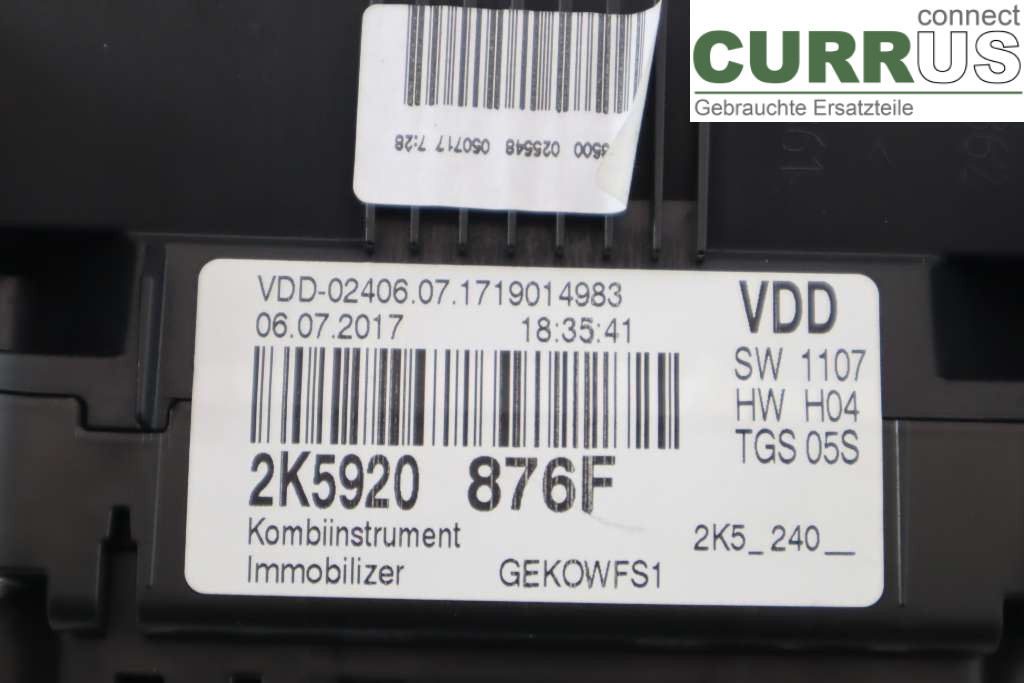 VW CADDY  16-20 Instrument cluster / comb 2K5920786FX 2.0TDI 150HK