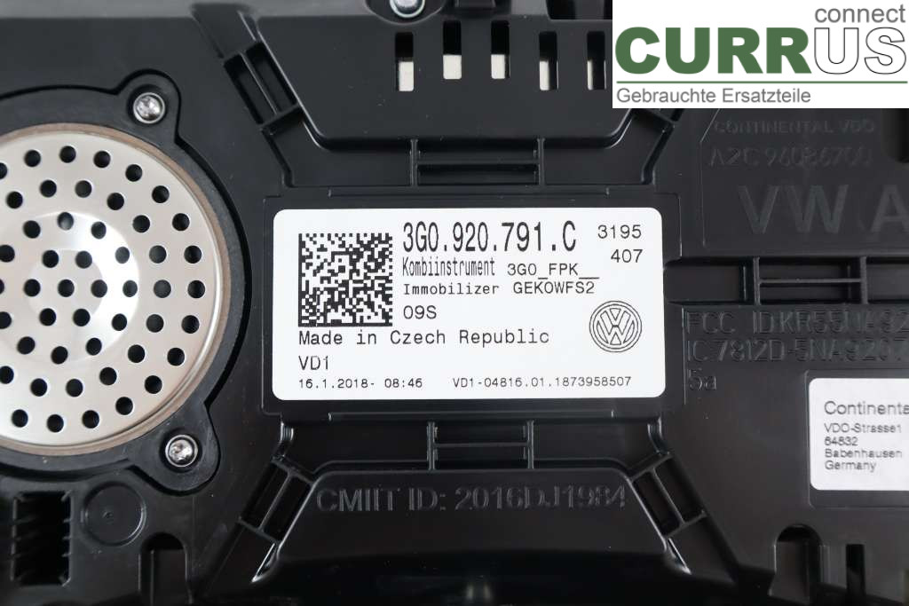 VW PASSAT  15-19 Instrumentenkombination 3G0920791C 2.0TDI 190HK