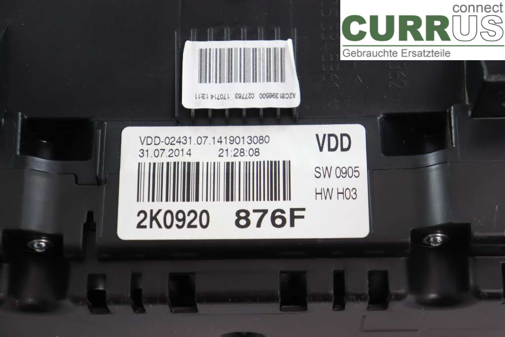 VW CADDY  11-15 Instrument cluster / comb 2K0920876FX 1.6TDI 102HK
