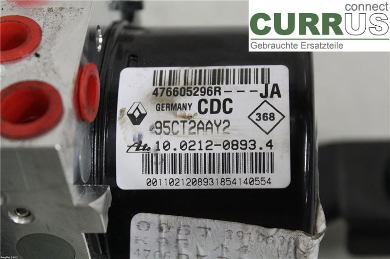 RENAULT MEGANE III 09-15 ABS hydraulisk enhed 476604075R 1,5 dCi