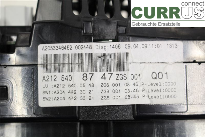 MB E-KLASS (W212) 09-16 Instrumentkam A2129004104 250CDI