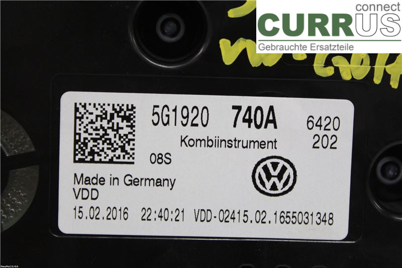 VW GOLF / E-GOLF VII   13-20 Instrument cluster / comb 5G1920740A 1,8 TSI