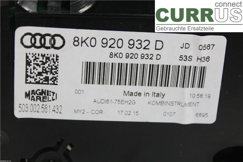 AUDI A4  12-15 Instrumentkam 8K0920932D 2,0TDI
