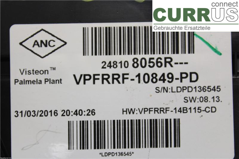 RENAULT CAPTUR 13-19 Instrument cluster / comb 248109649R 1.2 TCE