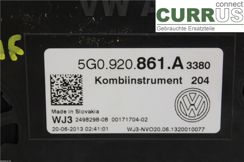 VW GOLF / E-GOLF VII   13-20 Instrument cluster / comb 5G0920861A 1.6 TDI
