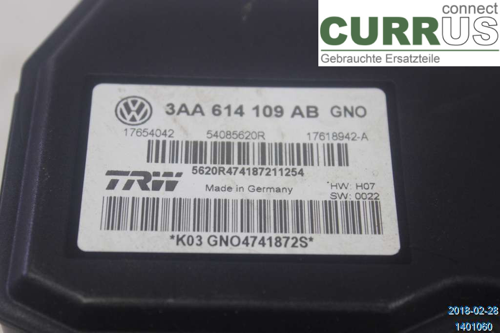 VW PASSAT  11-14 ABS Hydraulic unit 3AA614109BM 2,0 TDI