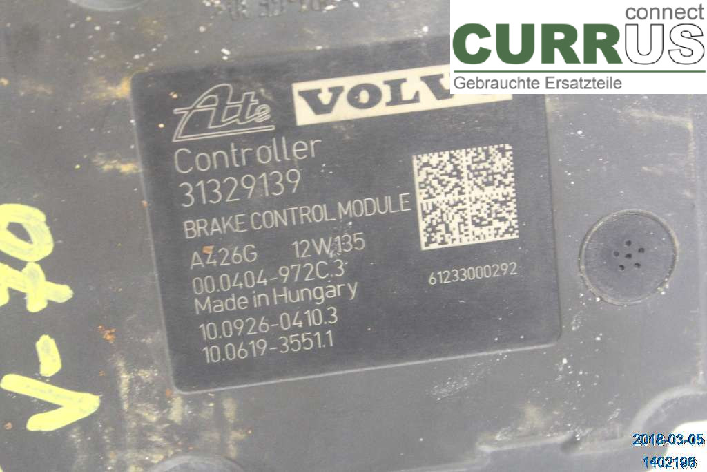 VOLVO V70      08-13 ABS Hydraulic unit 31329140 1,6D DRIVEe